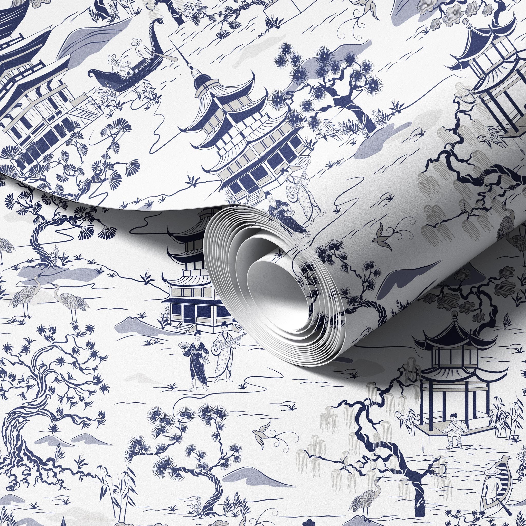 Chinoiserie a Good Old Day peel and stick wallpaper room mockup